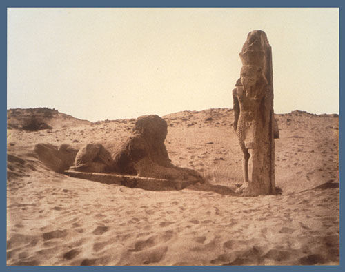 Temple of Wadi el-Sebua, Colossal Statue and Sphinx from the Left Side of the Avenue