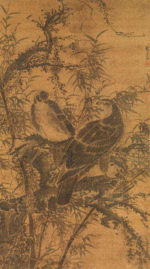 Two Hawks in a Thicket