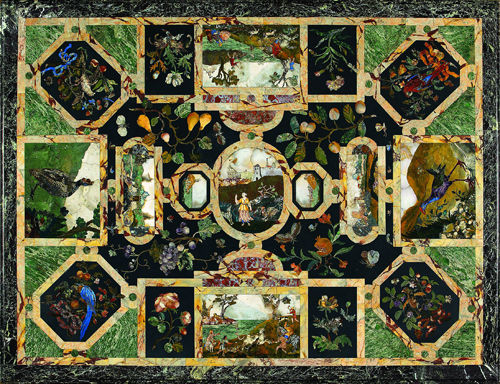 Tabletop Depicting Landscapes, Birds, and the Goddess Diana