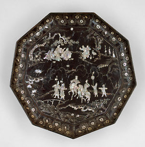 Nonagonal Tray with Figures in a Landscape