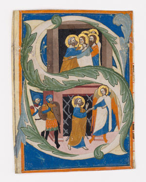 Initial S with Saint Peter Liberated from Prison