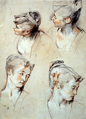 Five Studies of a Woman's Head, One Lightly Sketched
