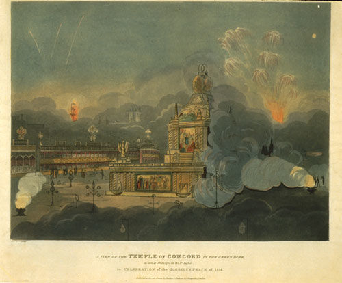 Peace of 1814 and the Centennial of the House of Brunswick: A View of the Temple of Concord in Green Park