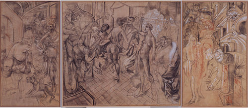 Cartoon for Triptych "Metropolis" 1928