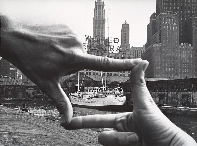 Hands Framing New York Harbor