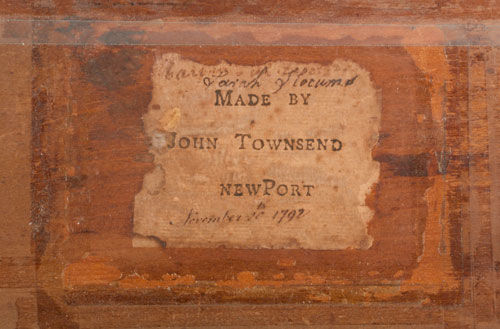 A Typical Printed Label, From a Block-and-Shell Four-Drawer Chest
