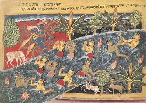 The Gopis Beseech Krishna to Return Their Clothing: Page from the Dispersed <i>"Isarda" Bhagavata Purana (Ancient Stories of Lord Vishnu</i>