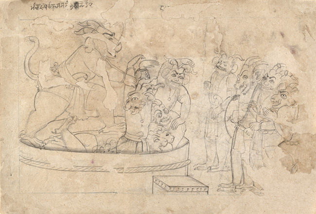 Mara bringing the demons to Life, a scene from the <i>Ramayana</i>