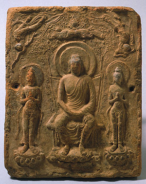 Relief Tile with Buddhist Triad