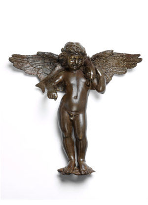 Winged Putto with Fantastic Fish