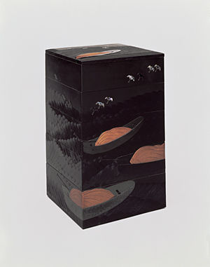 Stacked food box with boats and plovers