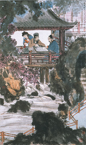 Playing Weiqi at the Water Pavilion