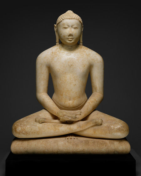 Jain Svetambara <i>Tirthankara</i> in Meditation, Seated on a Throne Cushion