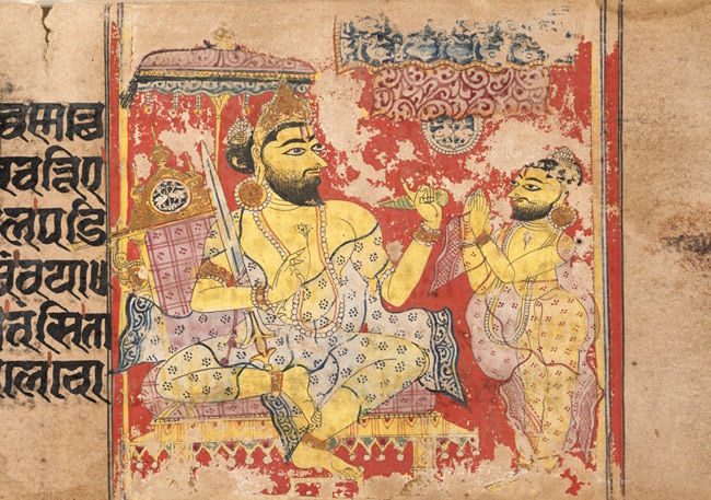King Siddharta Listens to an Astrologer Forecast the Conception and Birth of his Son, the Jina Mahavira