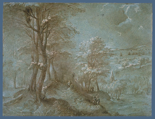 Wooded Landscape with a Distant View toward the Sea