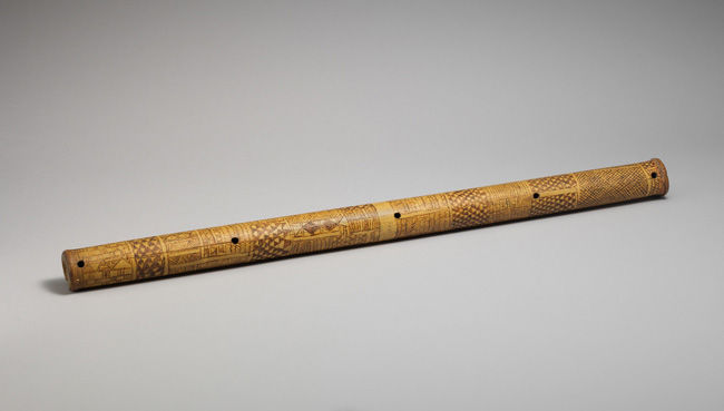 Image of Musical instruments: different types of flutes. From top to  bottom: by Anonymous