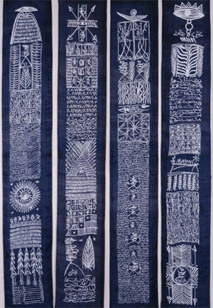 Indigo Blue and White Ewe Kente Cloth African Textile For Sale at