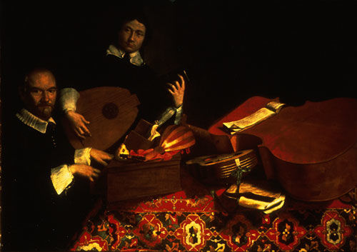 Musical Performance with Evaristo Baschenis at the Spinet and Ottavio Agliardi with an Archlute, and a Musical Still Life