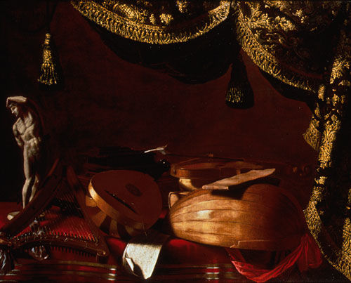 Still Life with Musical Instruments and a Statuette