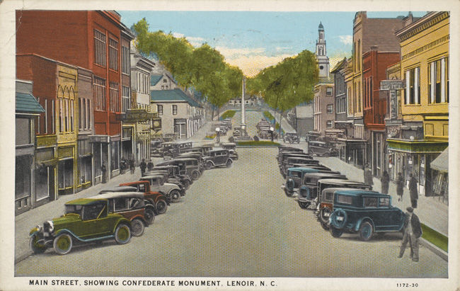 Main Street, Showing Confederate Monument, Lenoir, N. C.