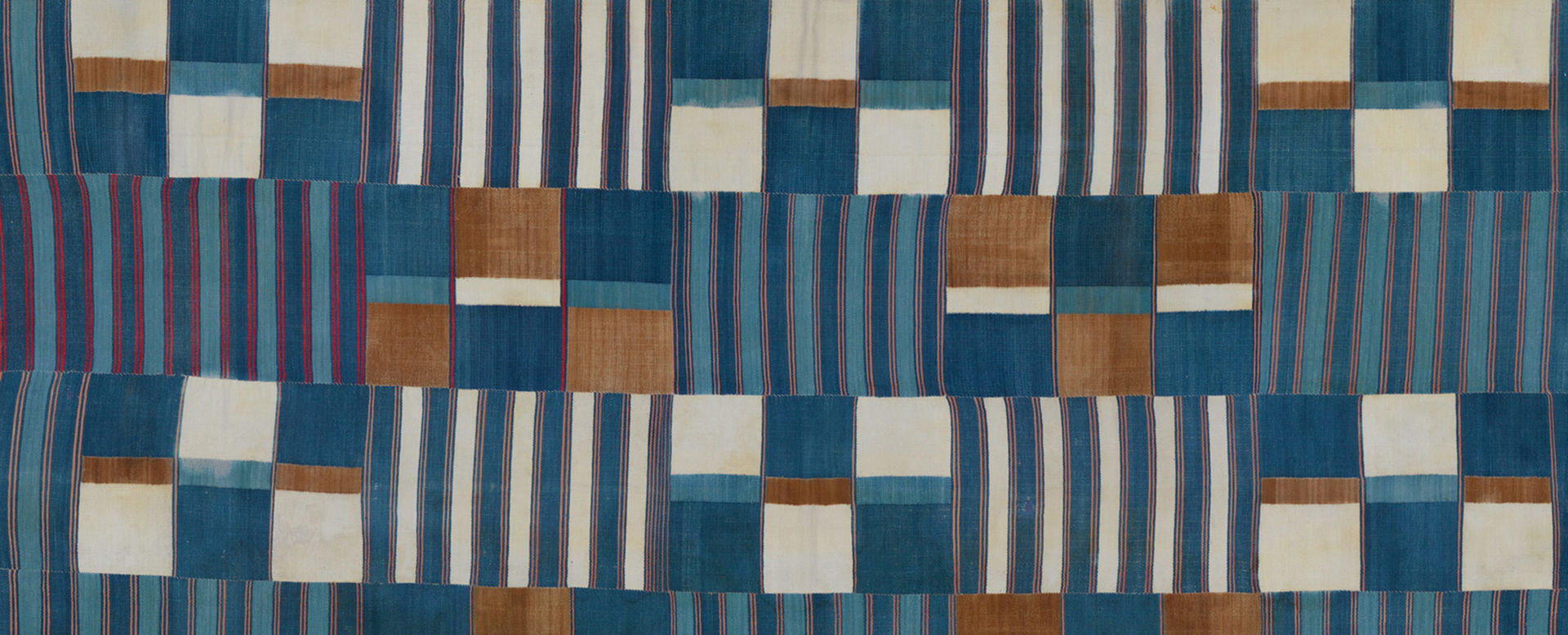 Detail of Prestige Hanging (Kpoikpoi), blue tapestry from Sierra Leona