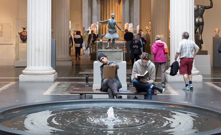 Two interns in the galleries