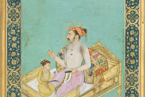 The Emperor Shah Jahan with His Son Dara Shikoh: Folio from the Shah Jahan Album 