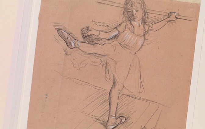 Edgar Degas's charcoal drawing, "Little Girl Practicing at the Bar"
