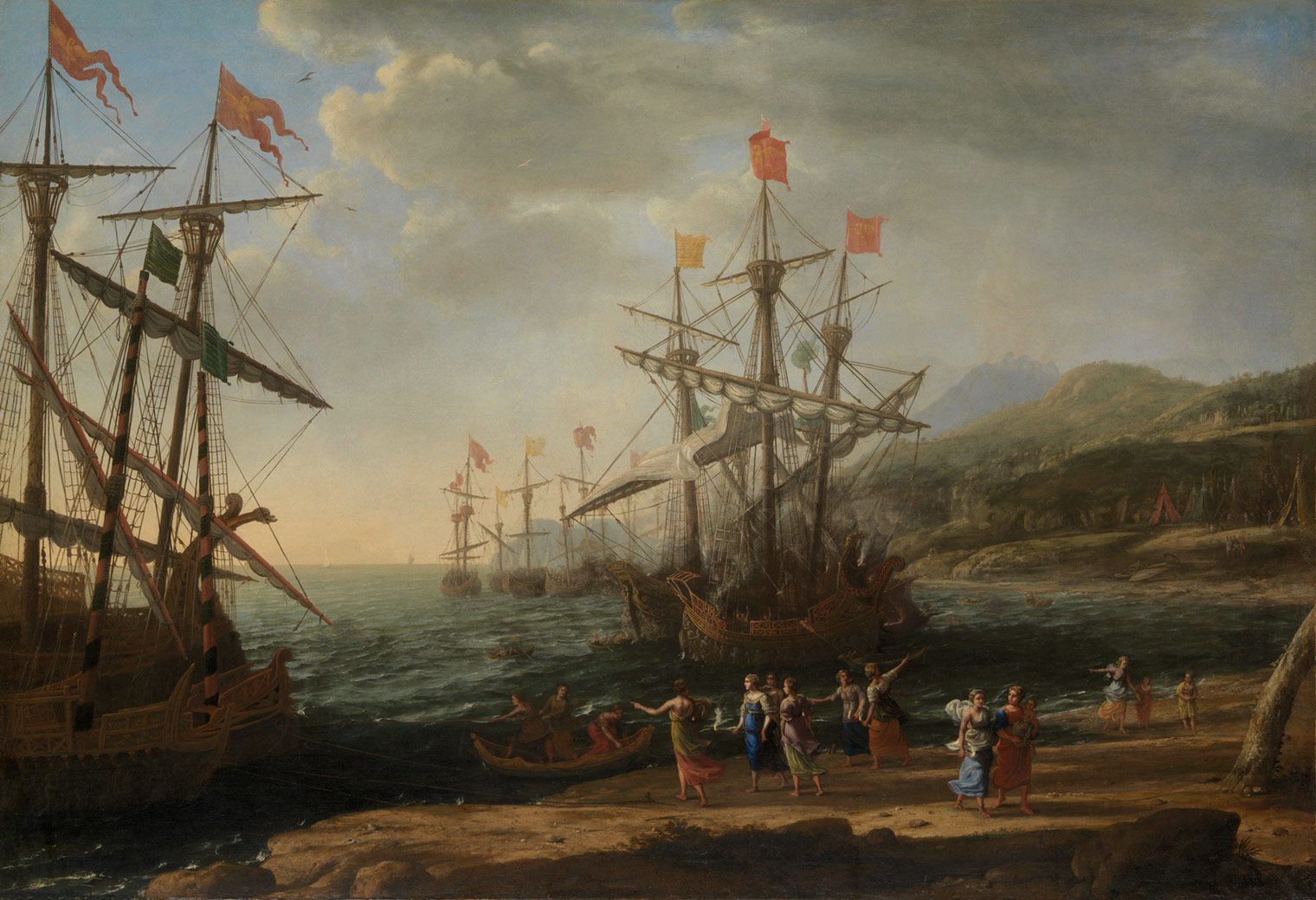A painting by Claude Lorrain of The Trojan Women Setting Fire to Their Fleet
