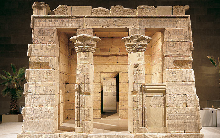 art assignment class 6 The Temple of Dendur, Roman Period, reign of Augustus Caesar, ca. 15 B.C. Egypt, Nubia, Dendur, west bank of the Nile River, 50 miles south of Aswan. Aeolian Sandstone; L. from gate to rear of temple 24 m 60 cm (82 ft.). Given to the United States by Egypt in 1965, awarded to The Metropolitan Museum of Art in 1967, and installed in The Sackler Wing in 1978 (68.154)