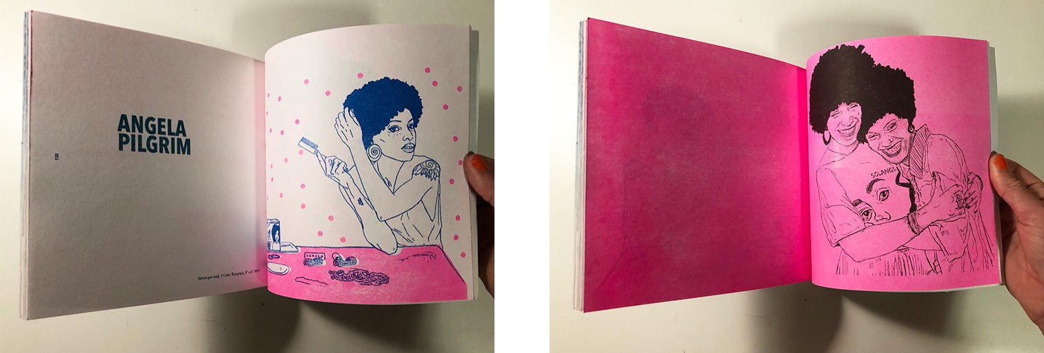 Two spreads from a book depicting Black women