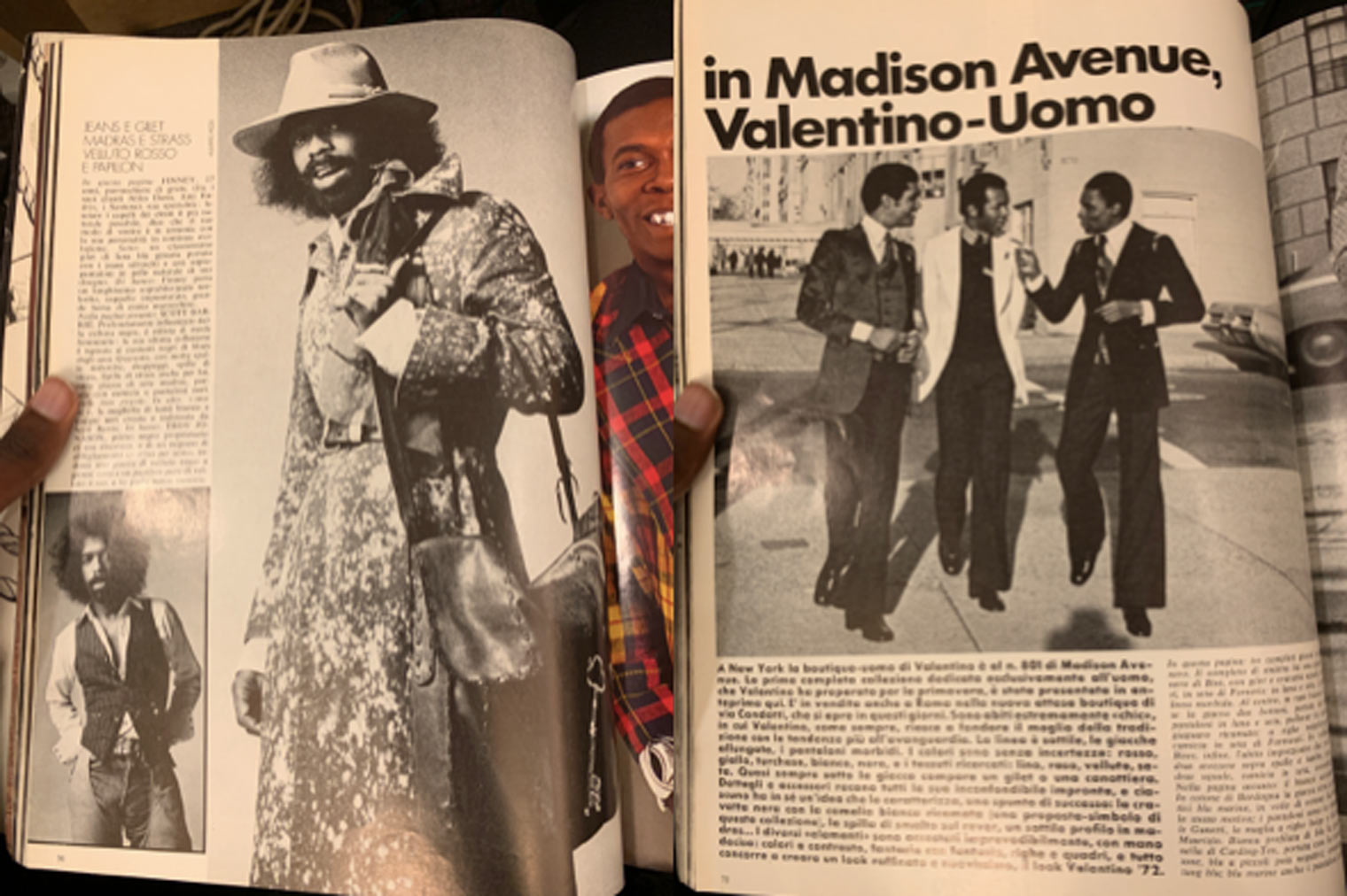 Magazine pages showing Black fashion in the 1970s