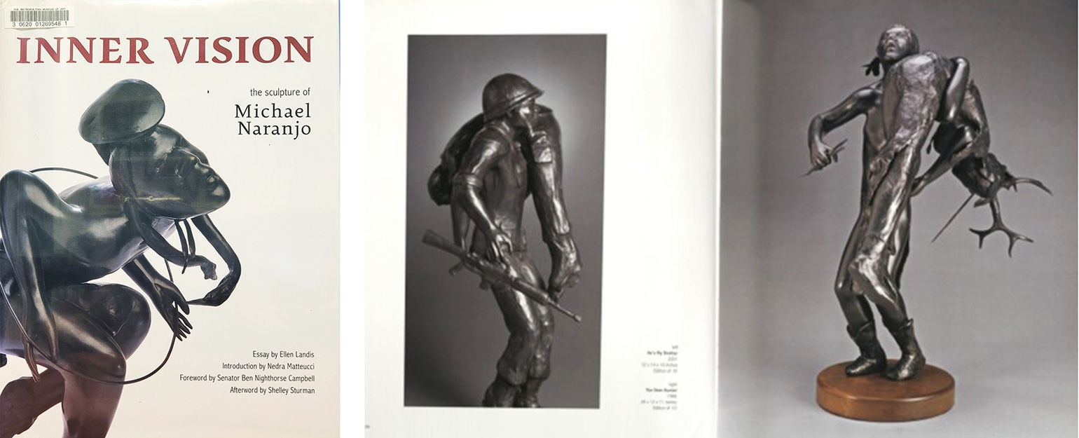 Cover and two inside spreads featuring sculptures