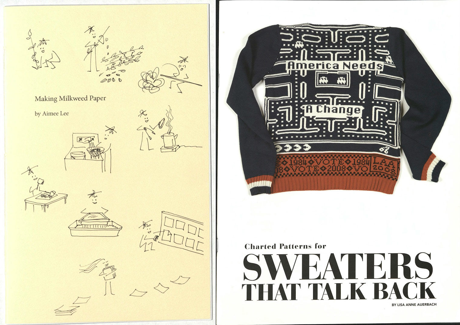 Cover with illustrations and cover with a sweater
