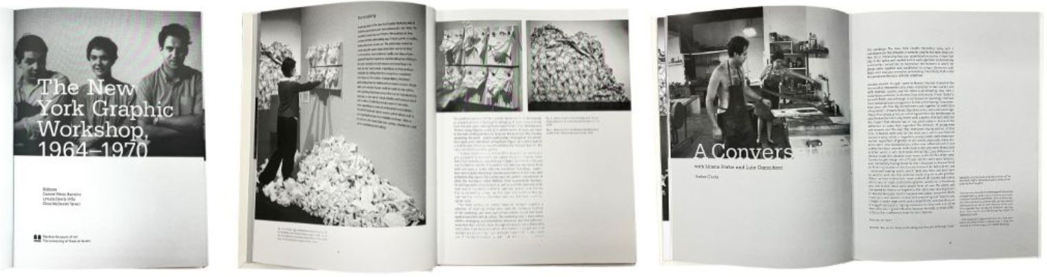 Cover and two spreads from The New York Graphic Workshop, 1964-1970