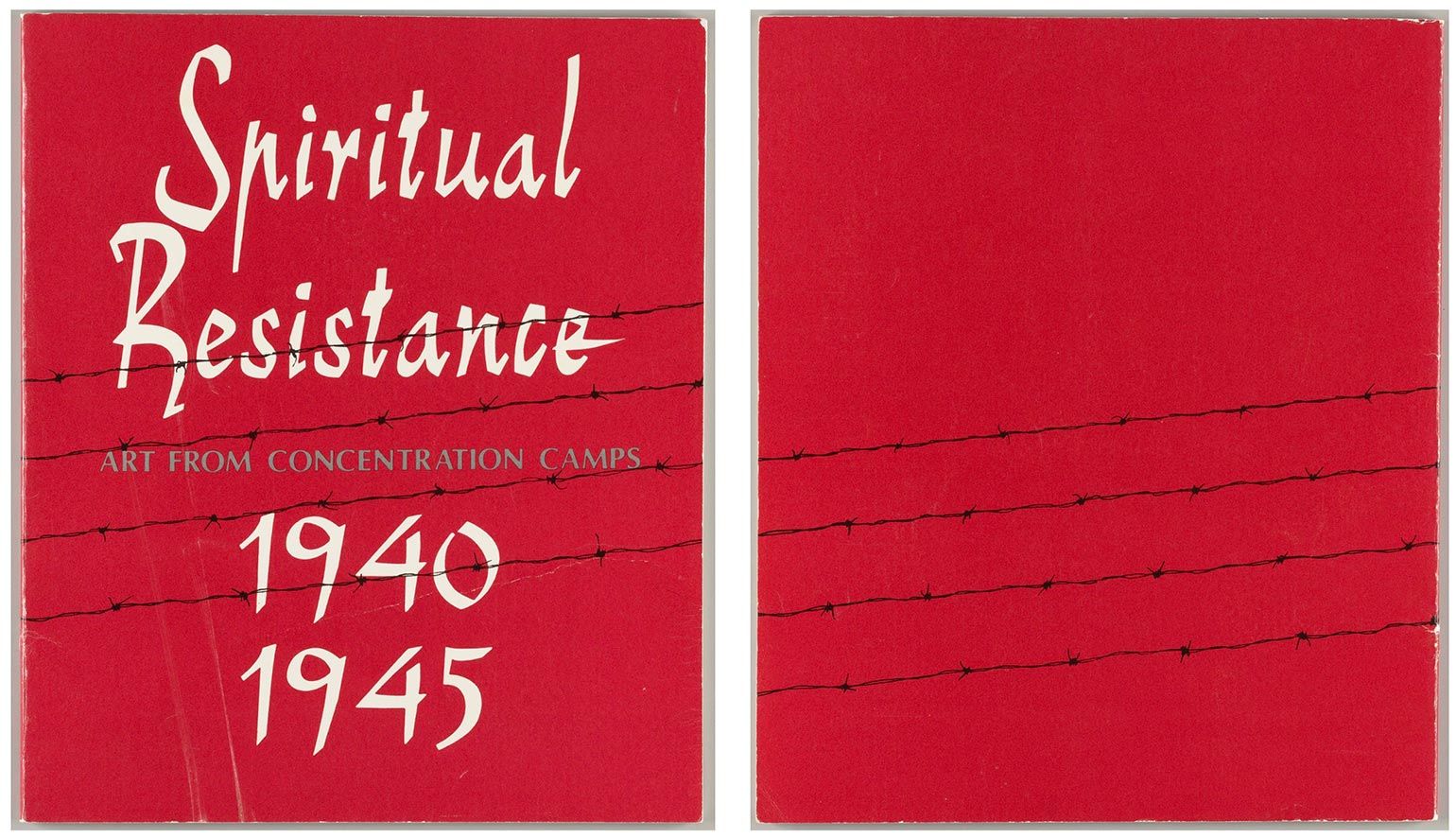 Bright red cover with illustration of barbed wire
