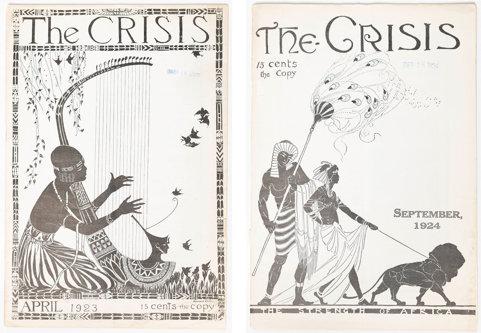 Two split image of black and white cover. A man sits playing instrument. The second image in black and white shows to men one fanning the leader, while the lead hold onto a lion on a leash