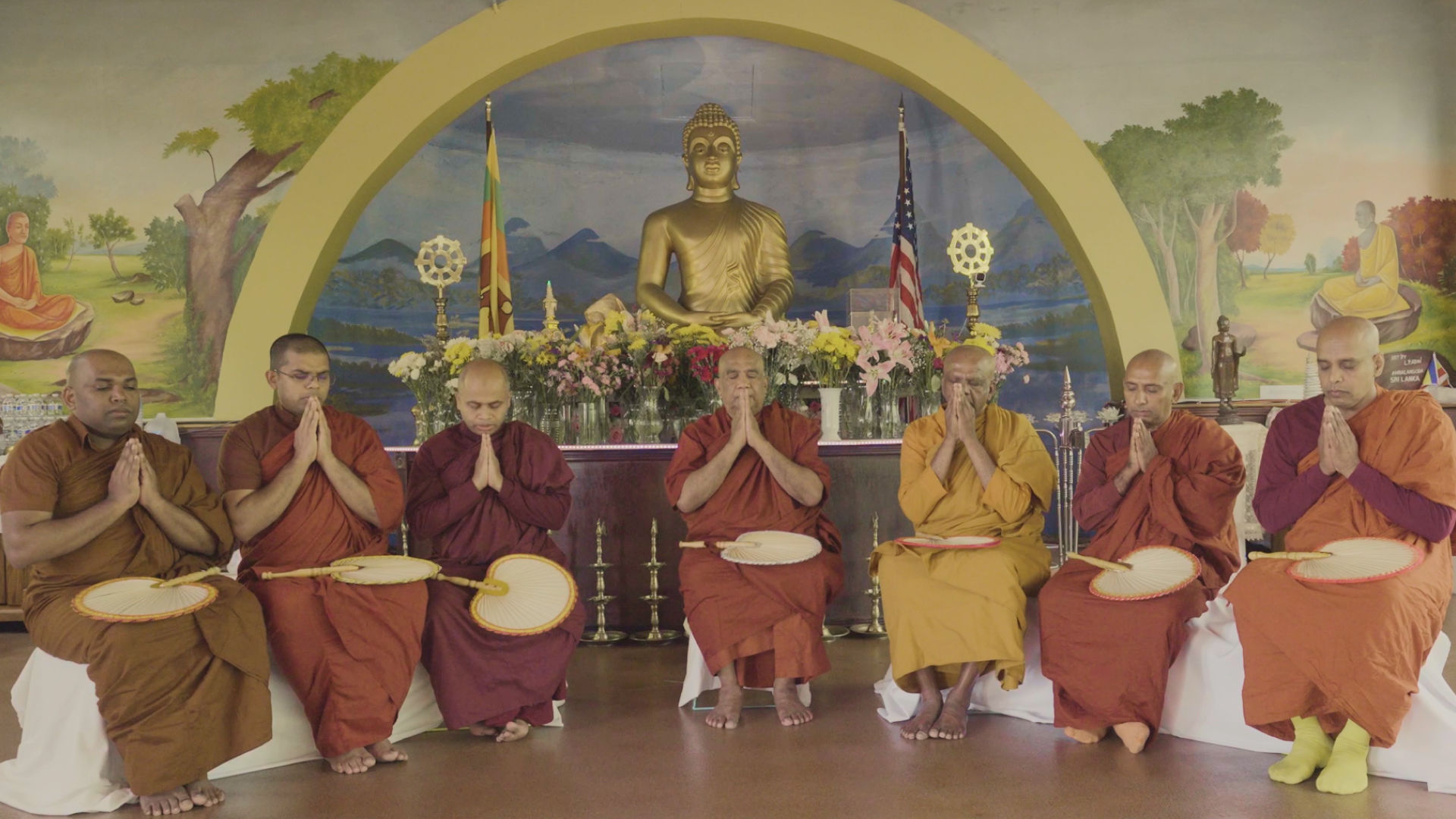 New York Buddhist Vihara Foundation monks in prayer