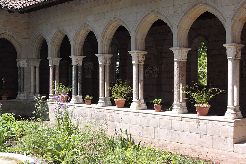 Medieval column in the courtyard of The Met Cloisters