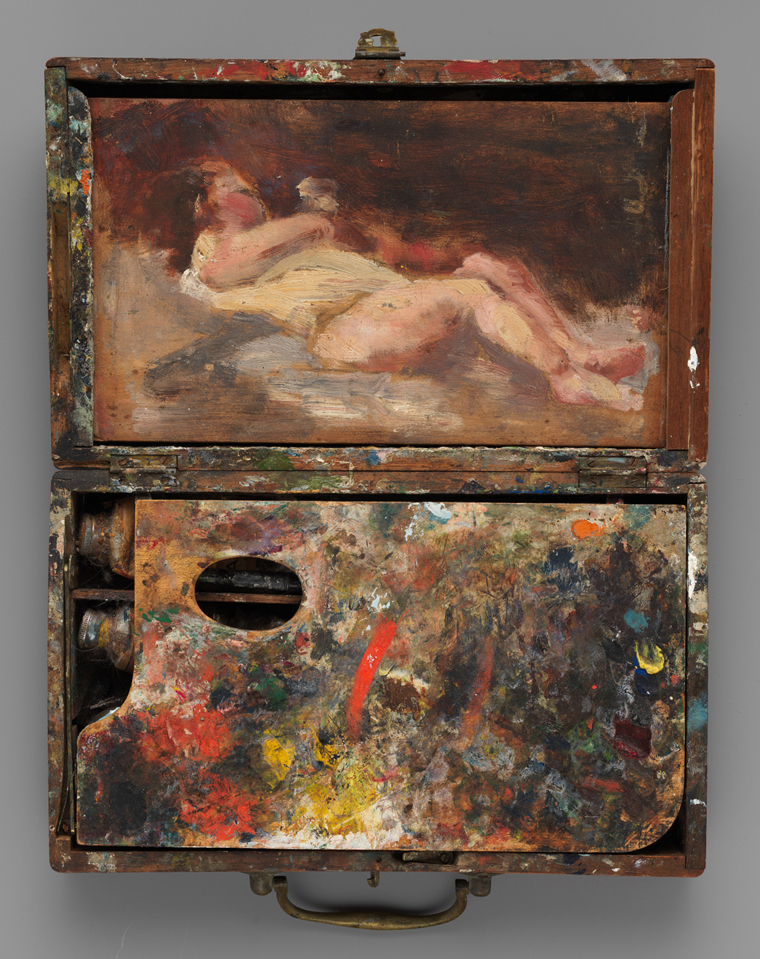 Paint box depicting a nude study