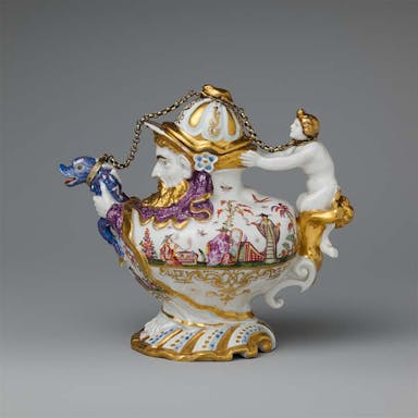 Elaborately decorated Meissen porcelain teapot