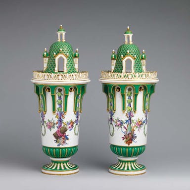 Green and white Sèvres Tower Vases