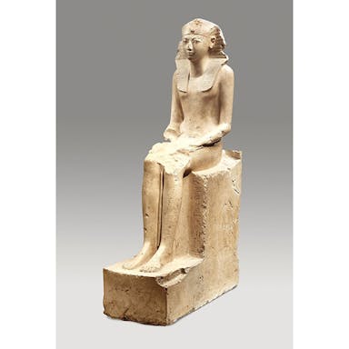 Egyptian sculpture of female pharaoh Hatshepsut seated