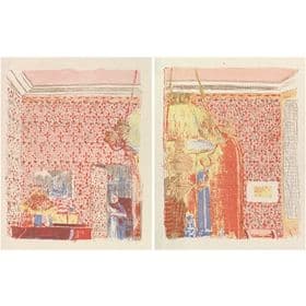 Print of colorful patterned room interior in red and yellow