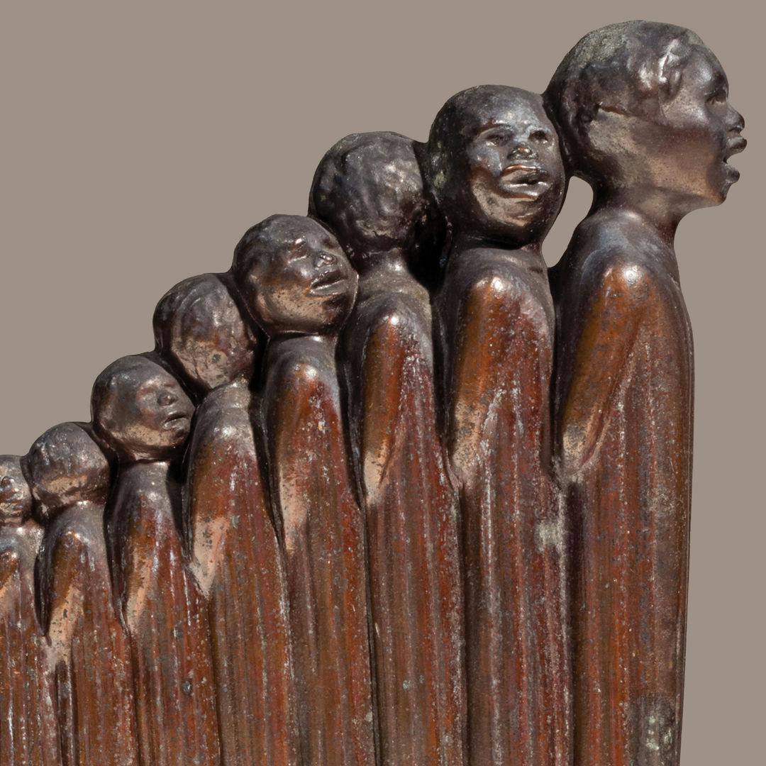 Detail of Augusta Savage's sculpture "Lift Every Voice and Sing
