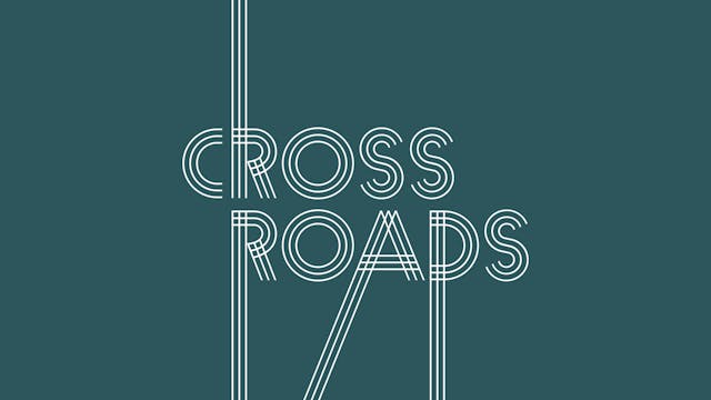 White-on-teal typography reading "Crossroads"