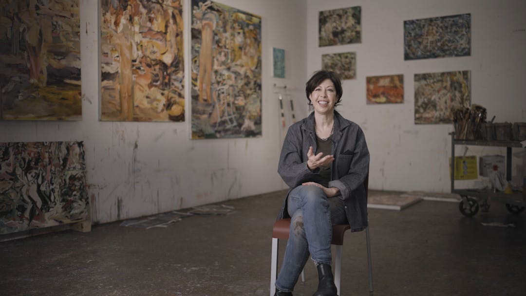 Image of Cecily Brown in her studio. 