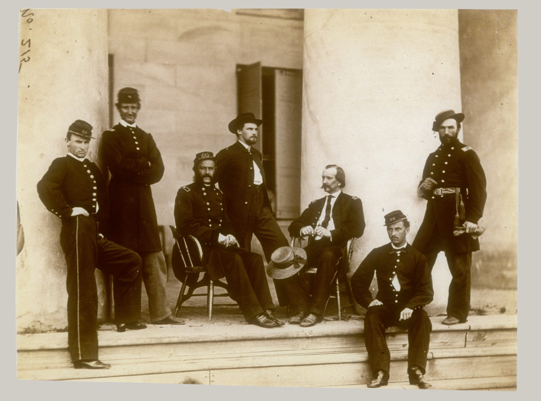 Brigadier General Gustavus A Derussy And Staff On Steps Of