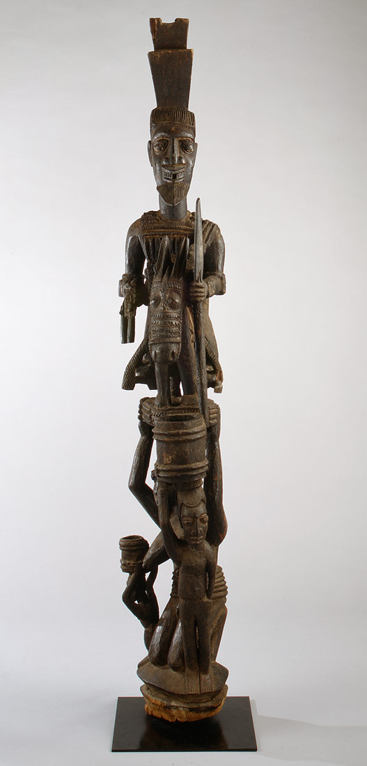 veranda post equestrian figure and female caryatid olowe of ise