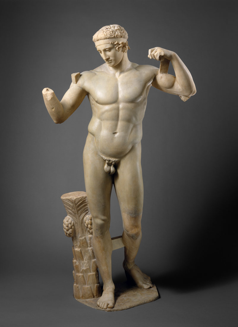 Fragments Of A Marble Statue Of The Diadoumenos Youth Tying A